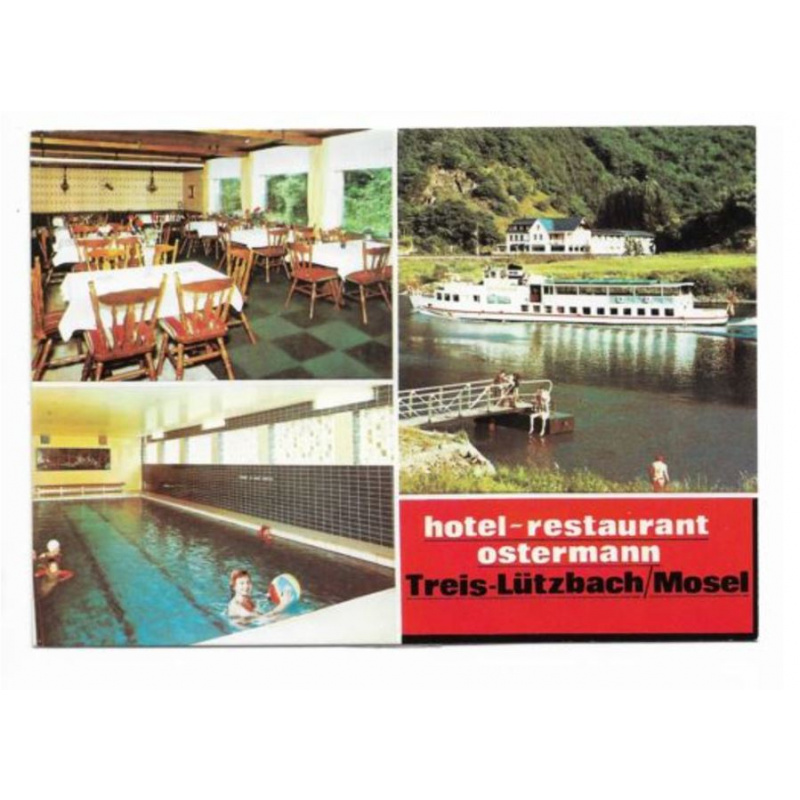 Postkarte-Treis-Lützbach an der Mosel.Hotel Ostermann.