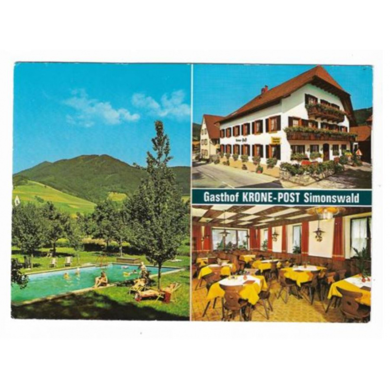 Postkarte-Gasthof Krone-Post. Simonswald.