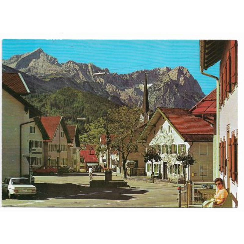 Postkarte- Garmisch-Partenkirchen. Floriansbrunnen.