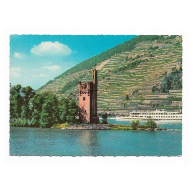 Postkarte-Rhein, Bingen der Mäuseturm.