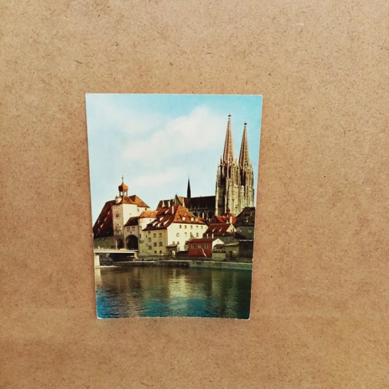 Ansichtskarte-Regensburg an der Donau. Brücktor und Dom.