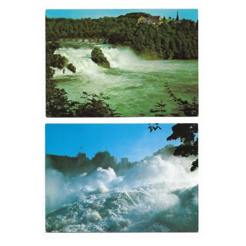 2 Stück-Postkarten-vom Rheinfall/Schweiz.