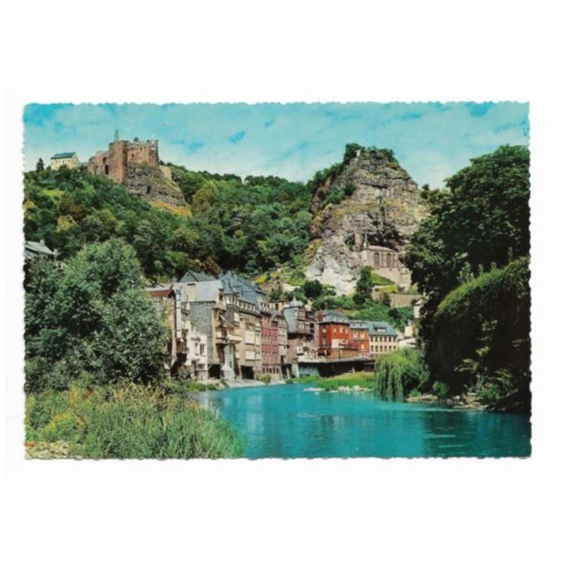 Postkarte-Idar-Oberstein-Schloßruine und Felsenkirche.