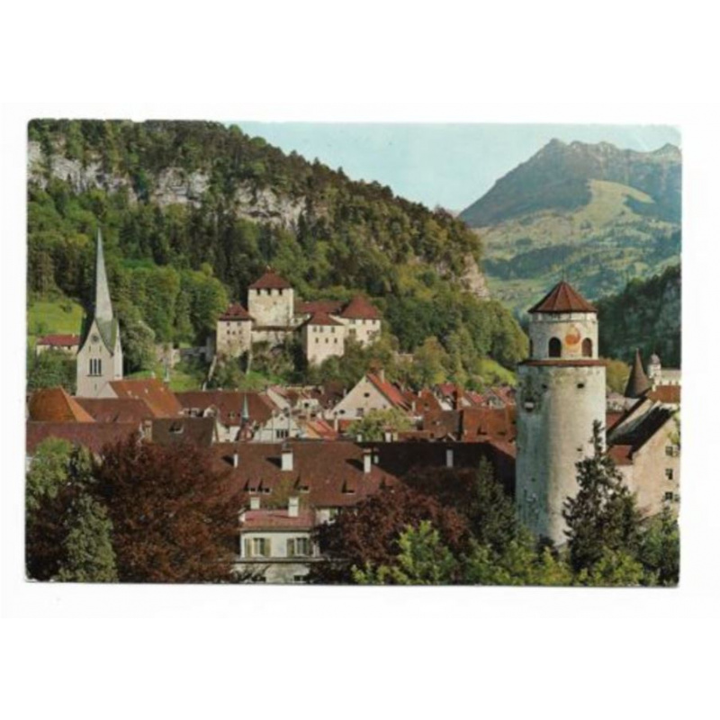 Postkarte-Feldkirch-Vorarlberg. Katzenturm und Schattenburg.